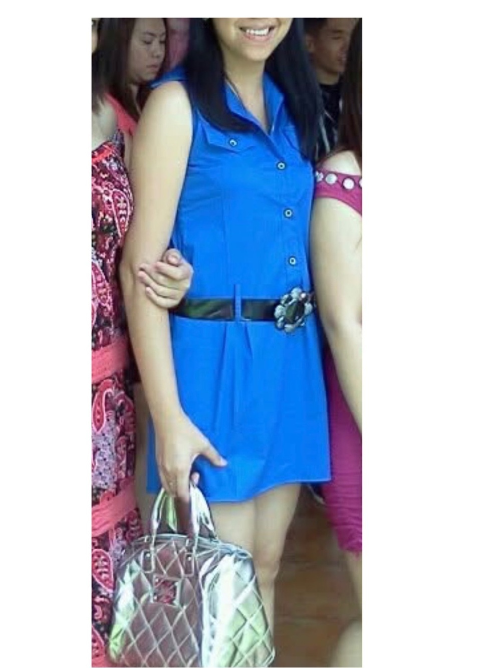 Fashion Junior Blue Sleeveless Twisted Y-Back Retro Boho Mini Dress
